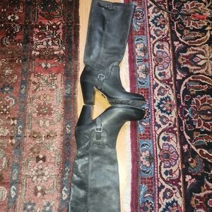 Ariat Gold Coast boots black leather tall buckle heel riding heeled boots sz 10b